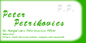 peter petrikovics business card